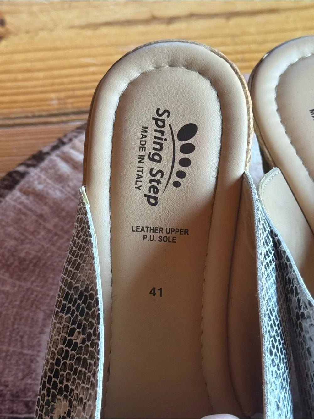 NWOT Spring Step Snake-Print Espadrille Wedge Sandals